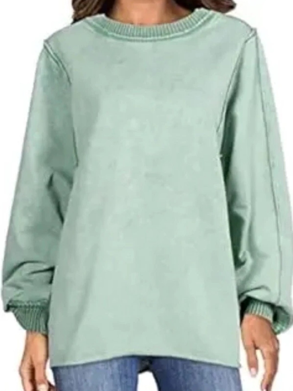 Long Sleeve Mint Green Tunic Sweatshirt
